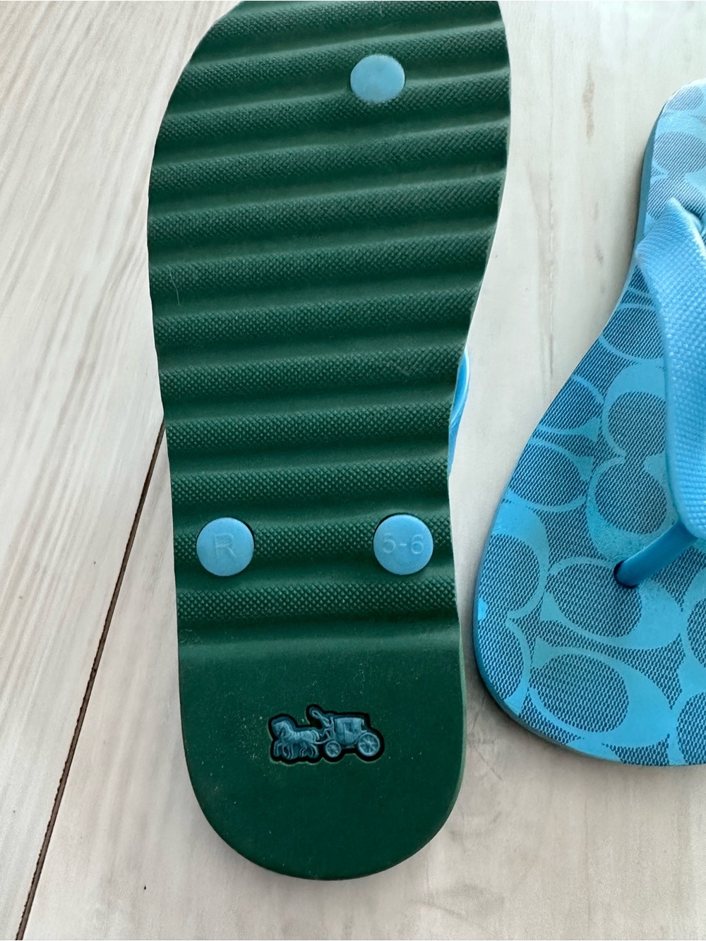 COACH Women Blue Logo Flip Flop Sandals size 6B - Picture 5 of 5